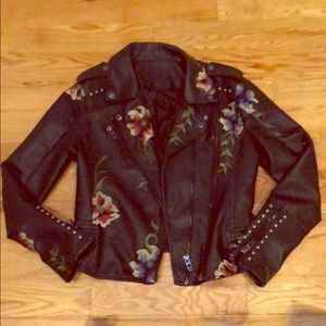 BLANKNYC Embroidered Leather Jacket Size Small